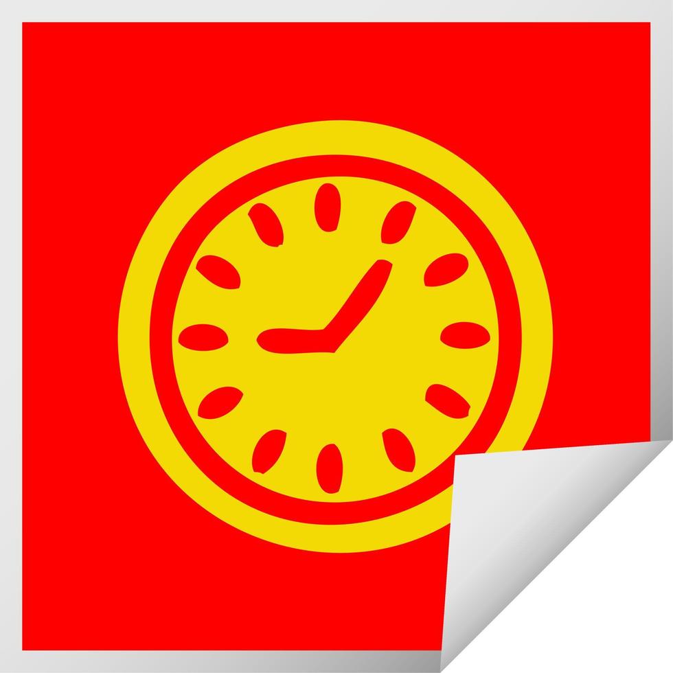 square peeling sticker cartoon wall clock vector