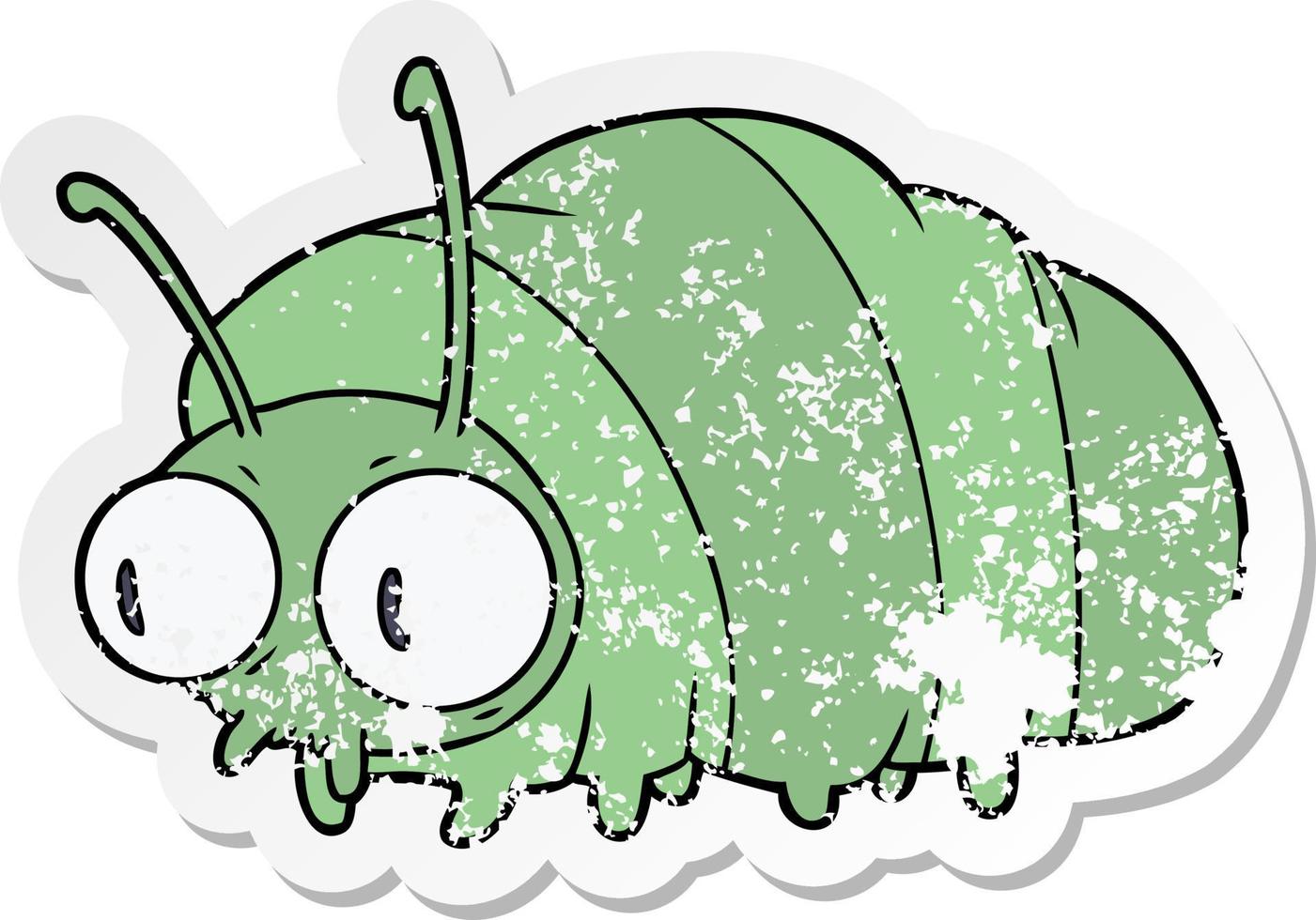 distressed sticker of a funny cartoon bug vector