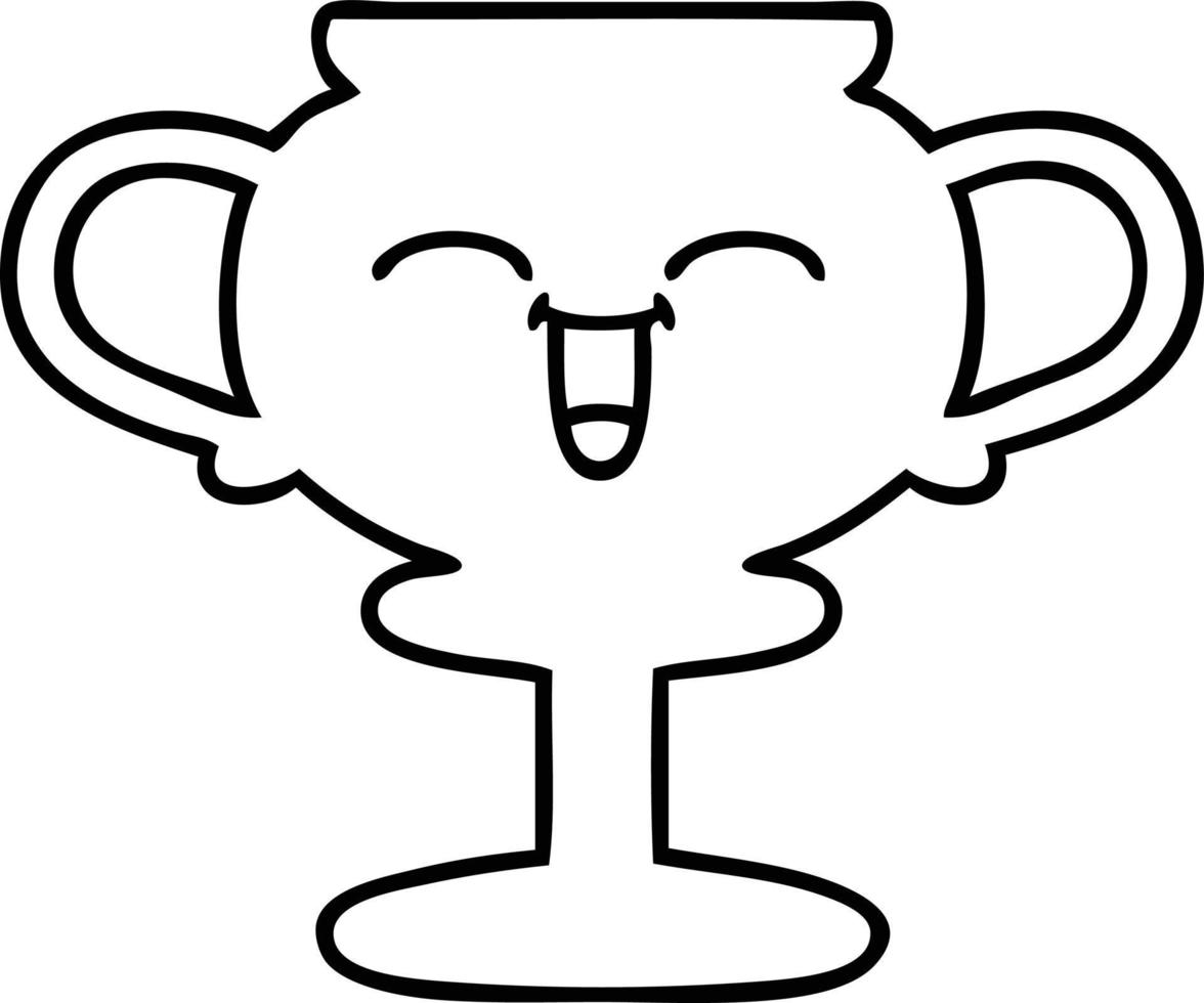 line drawing cartoon trophy vector