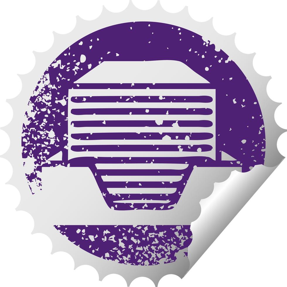 distressed circular peeling sticker symbol stack of office papers vector