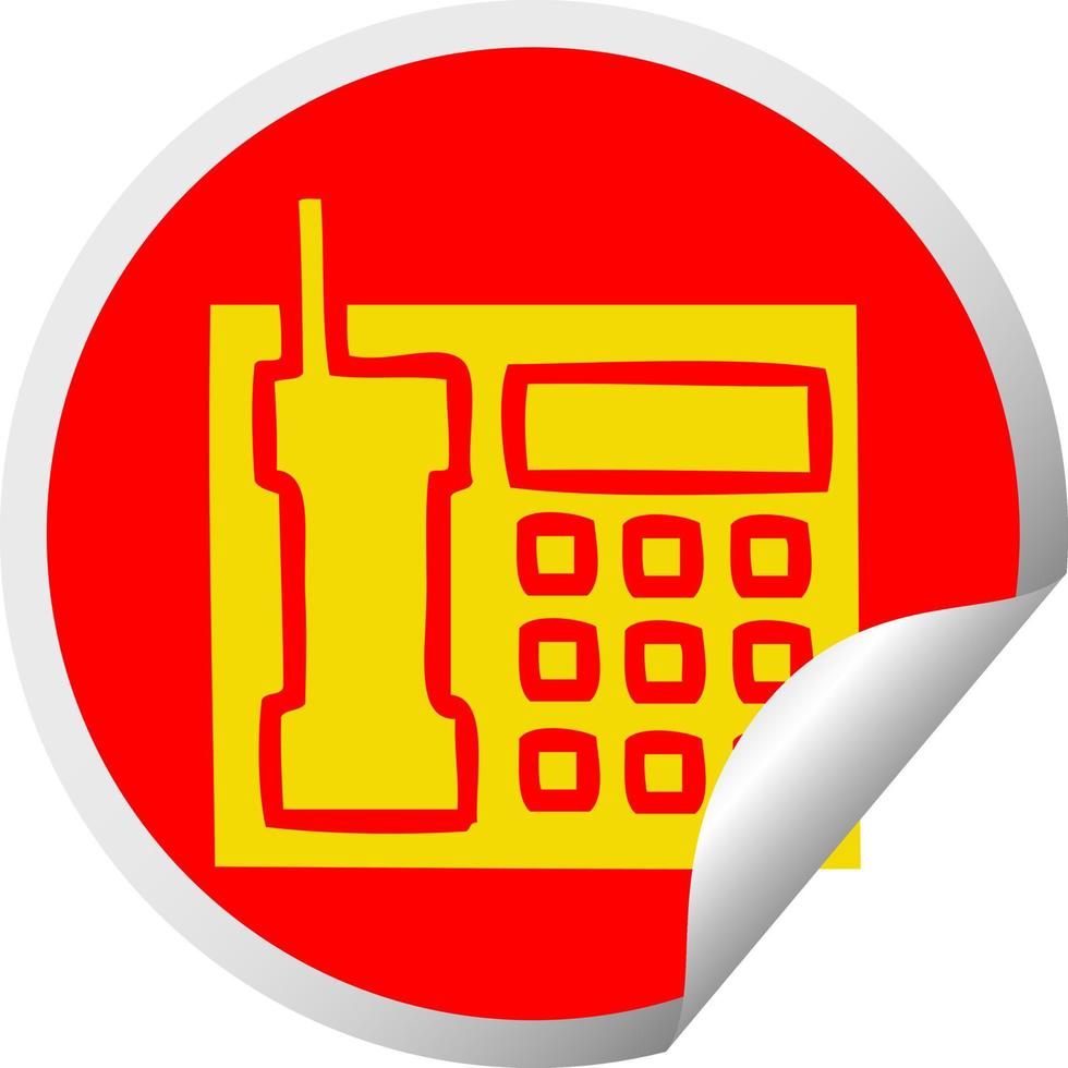 circular peeling sticker cartoon telephone vector