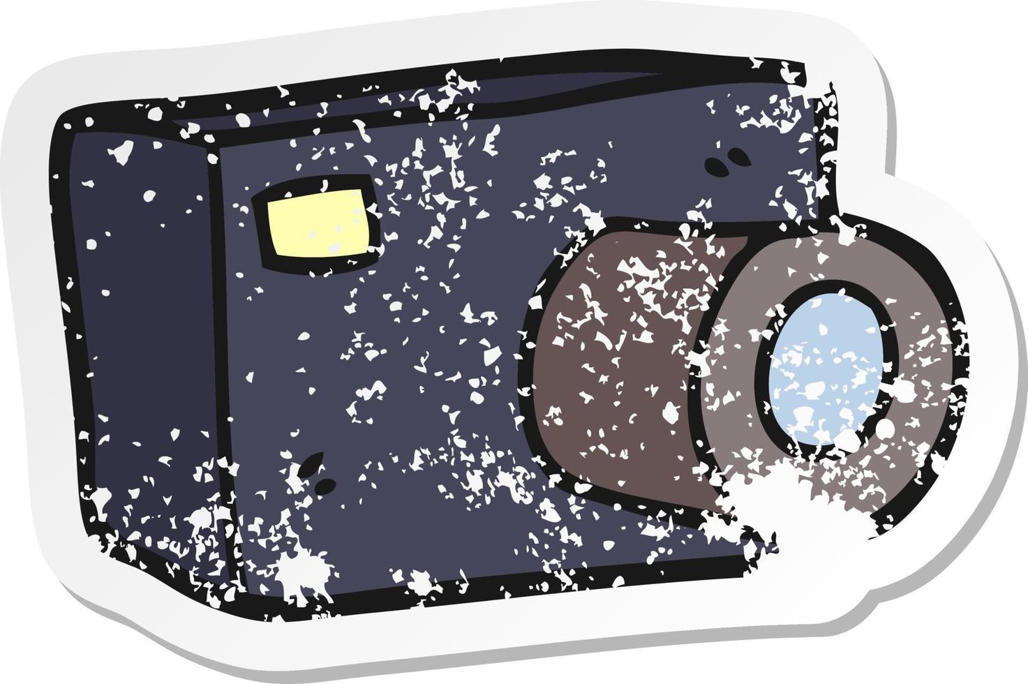 distressed sticker of a cartoon camera vector