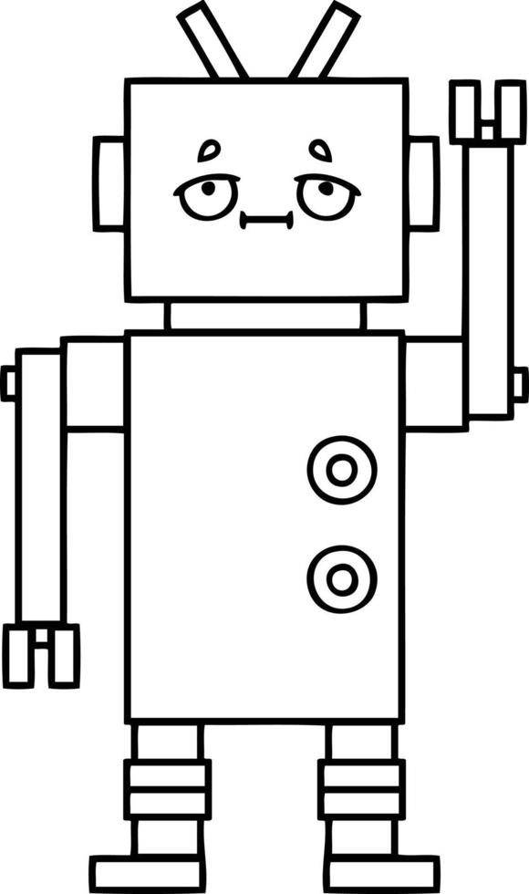 robot de dibujos animados de dibujo lineal vector