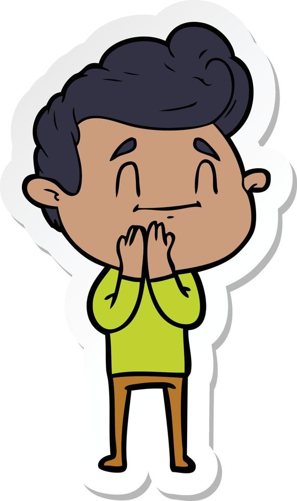 sticker of a happy cartoon man vector