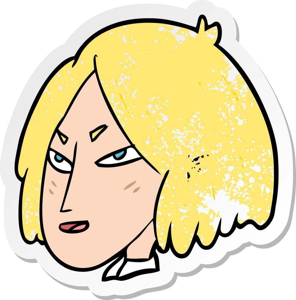 distressed sticker of a cartoon woman vector