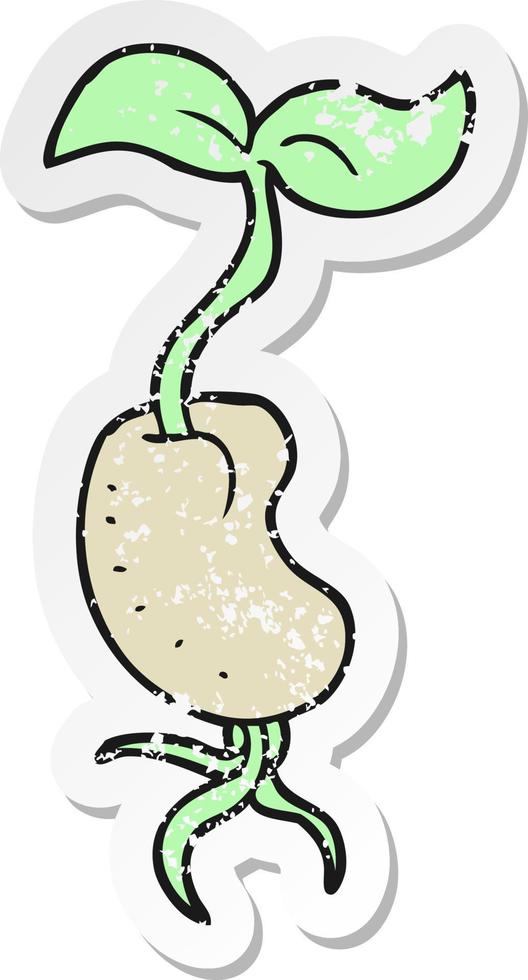 retro distressed sticker of a cartoon sprouting seed vector