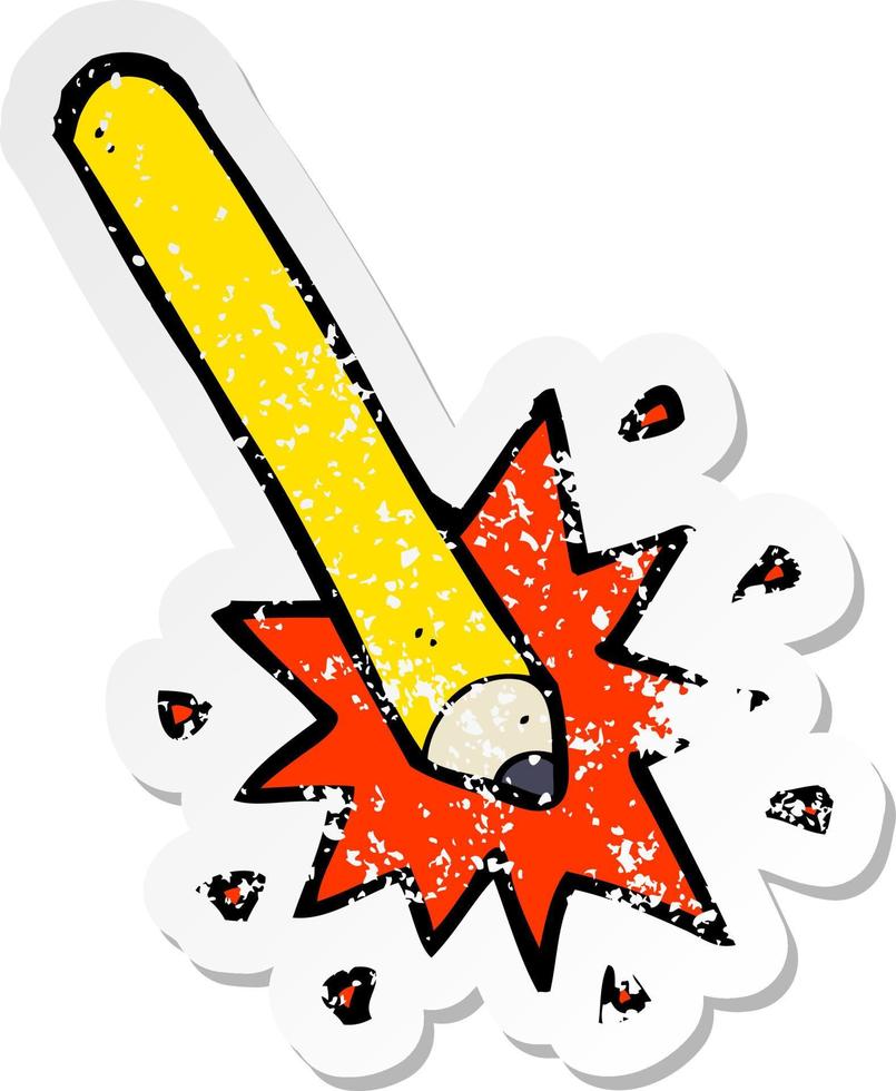 retro distressed sticker of a cartoon pencil vector