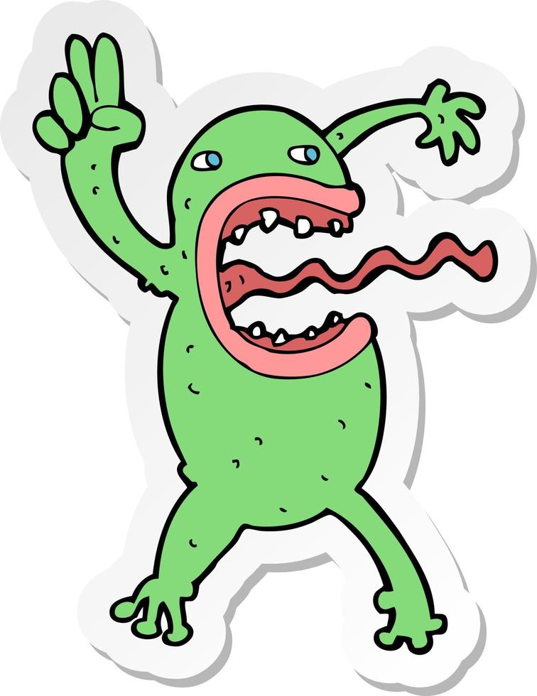 sticker of a cartoon crazy frog vector