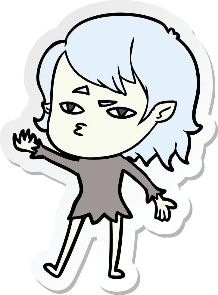 sticker of a cartoon vampire girl vector