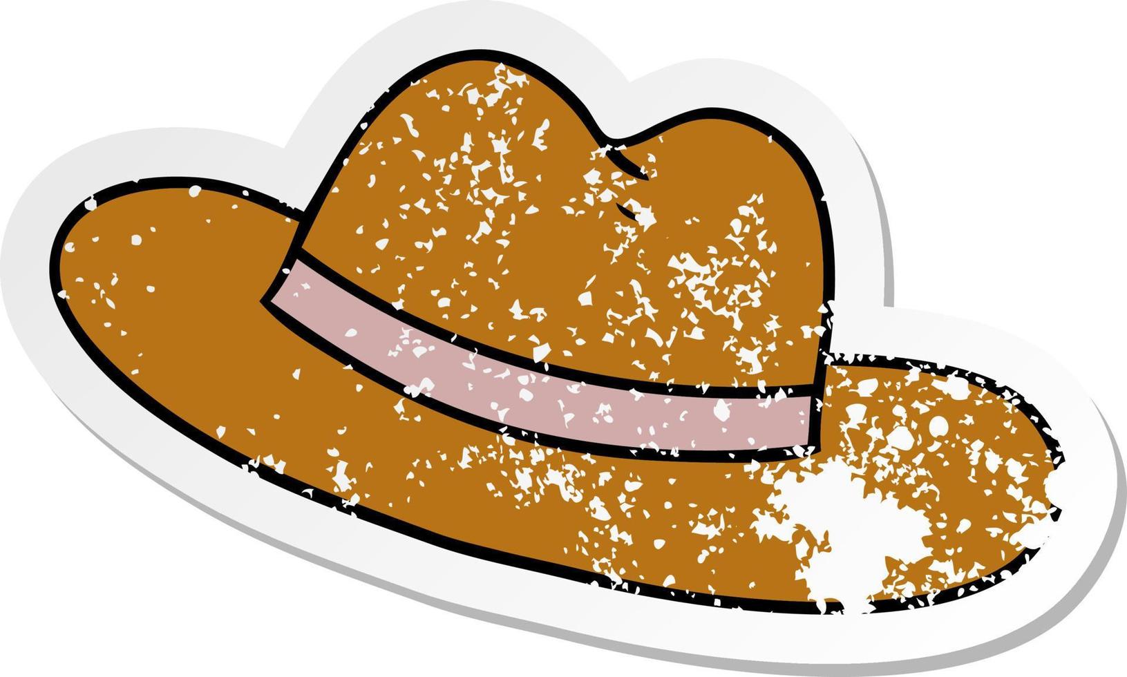 distressed sticker cartoon doodle of a hat vector