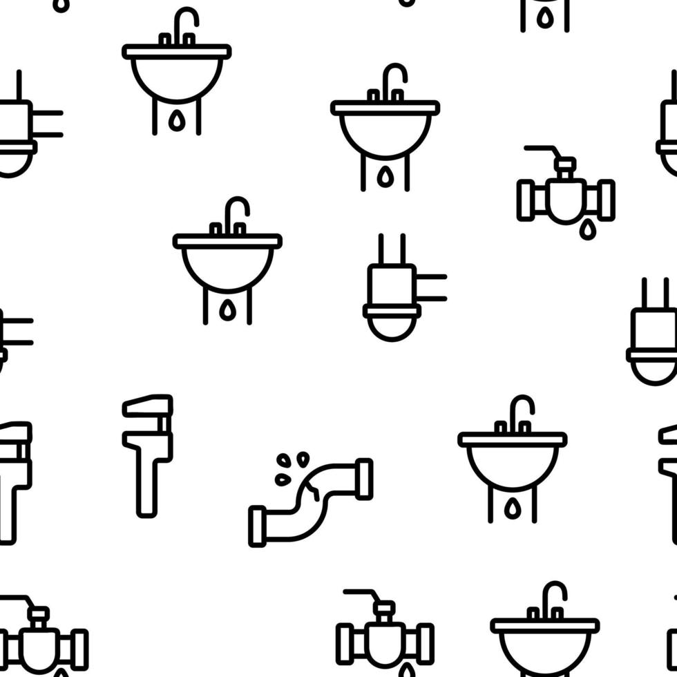 Plumbing Fixtures Seamless Pattern Vector