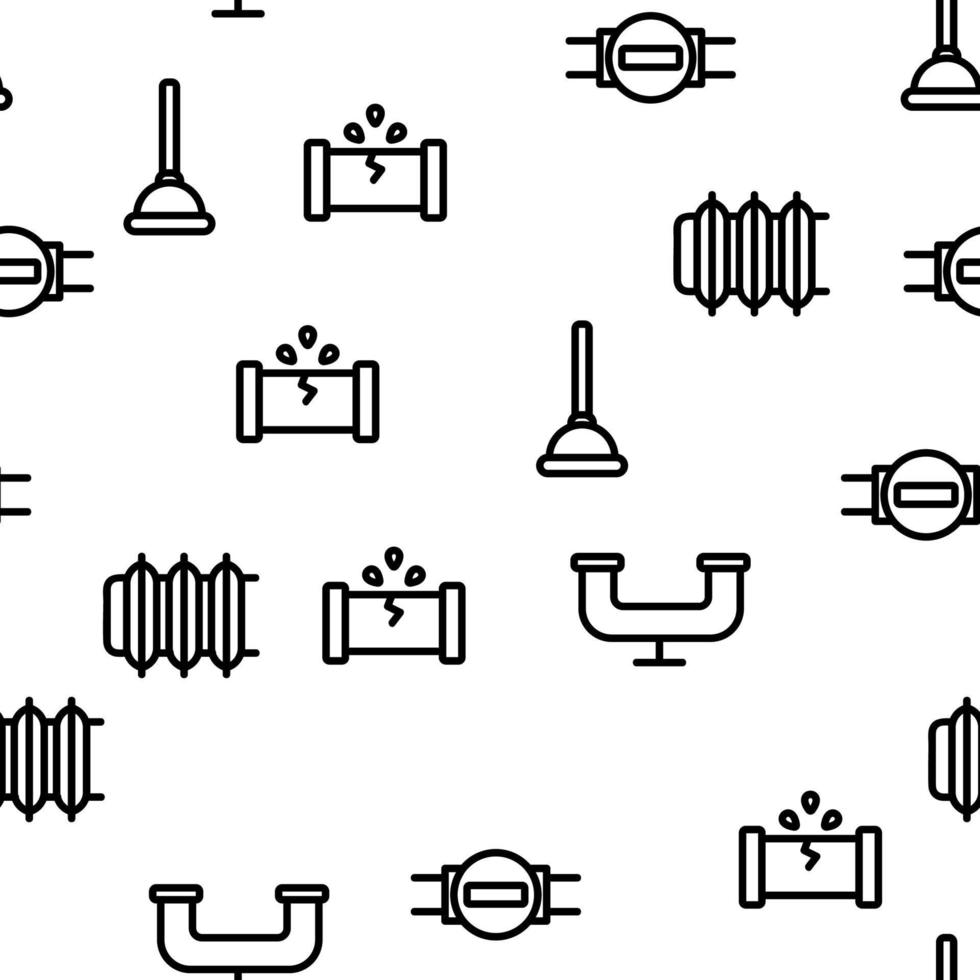 Plumbing Fixtures Seamless Pattern Vector