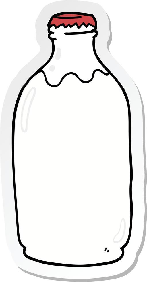 sticker of a cartoon milk bottle vector