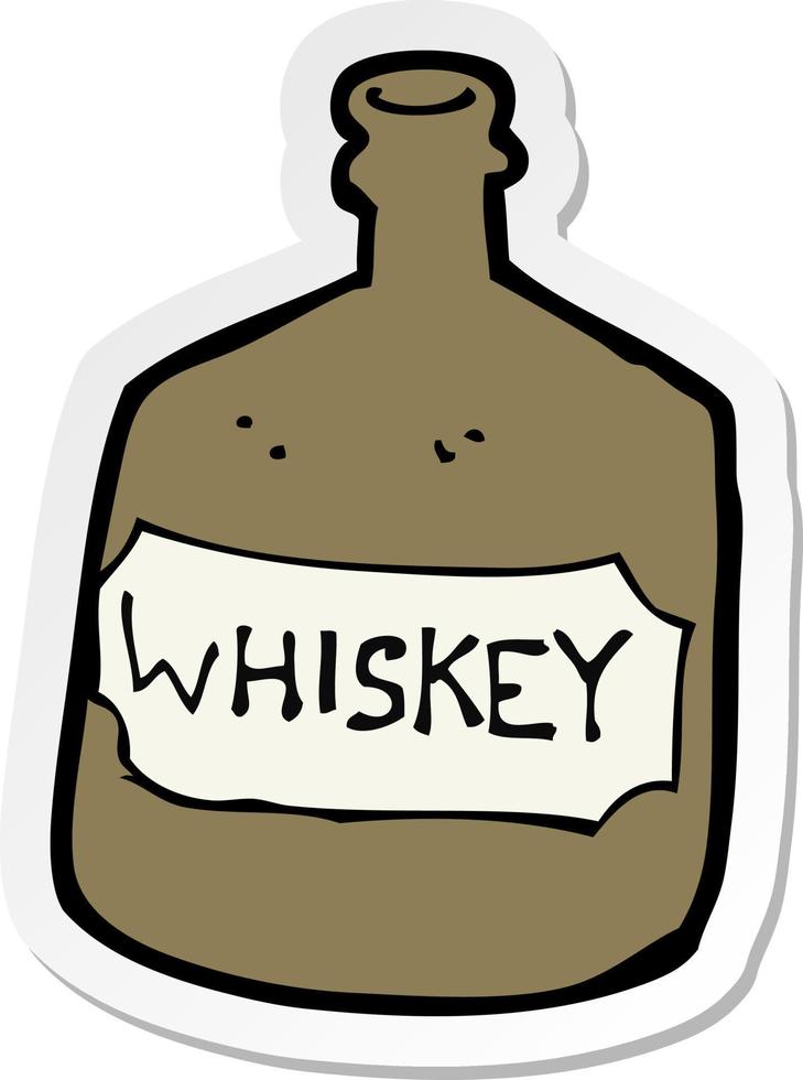 pegatina de una botella de whisky vieja de dibujos animados vector