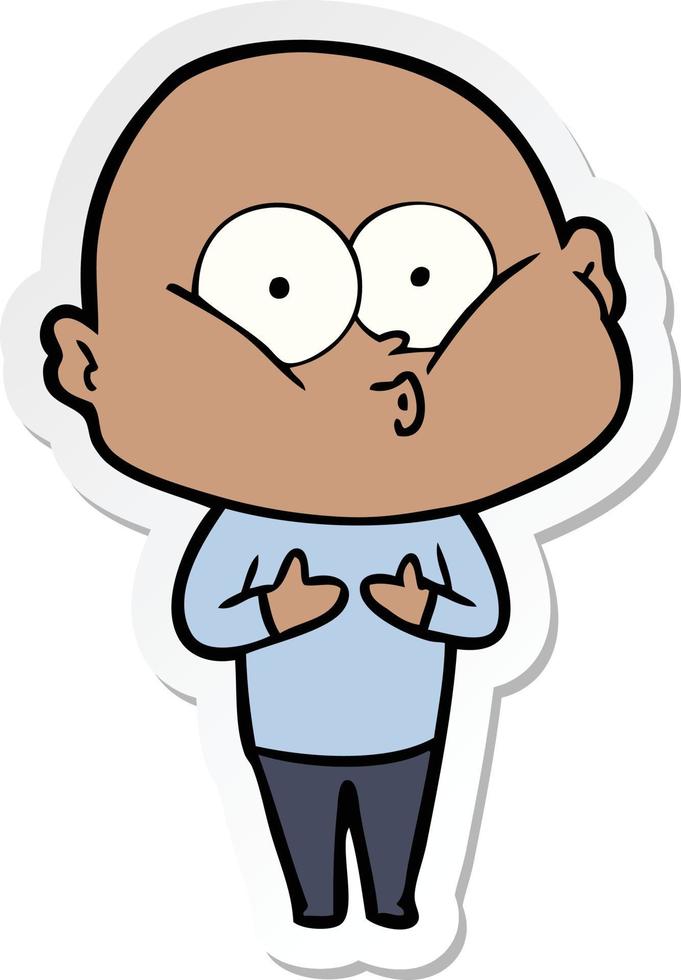 sticker of a cartoon bald man staring vector