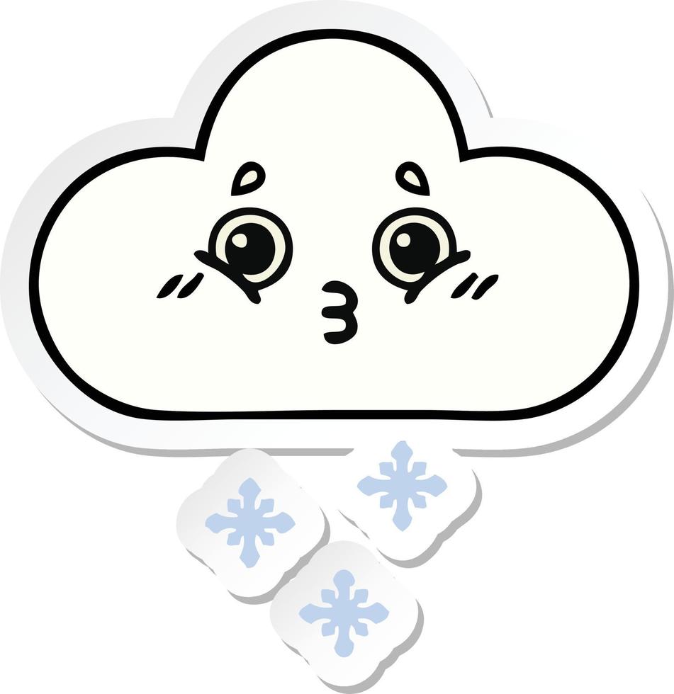 sticker of a cute cartoon snow cloud vector