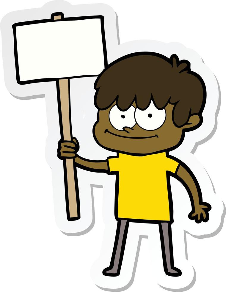 sticker of a happy cartoon man vector
