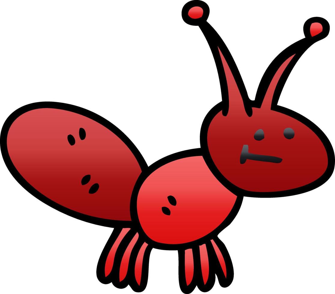 quirky gradient shaded cartoon ant vector