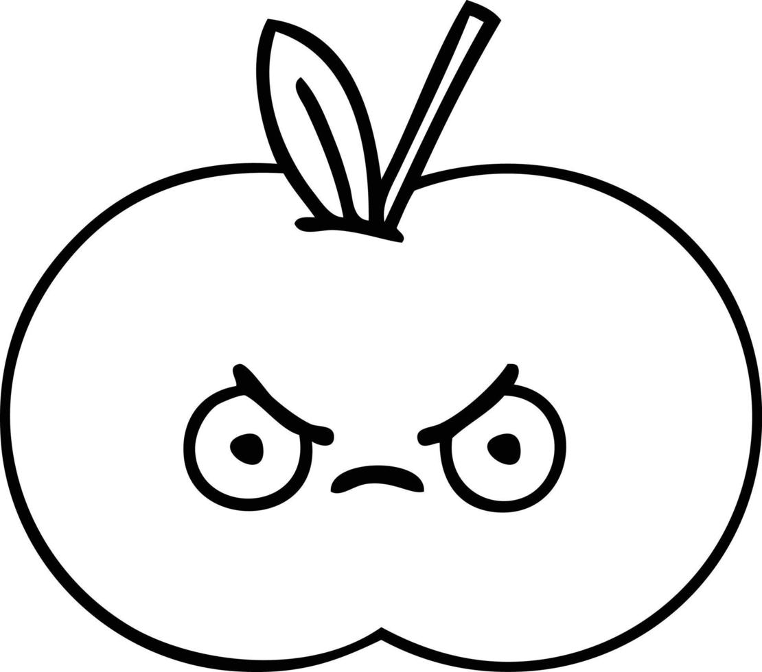 line drawing cartoon juicy apple vector