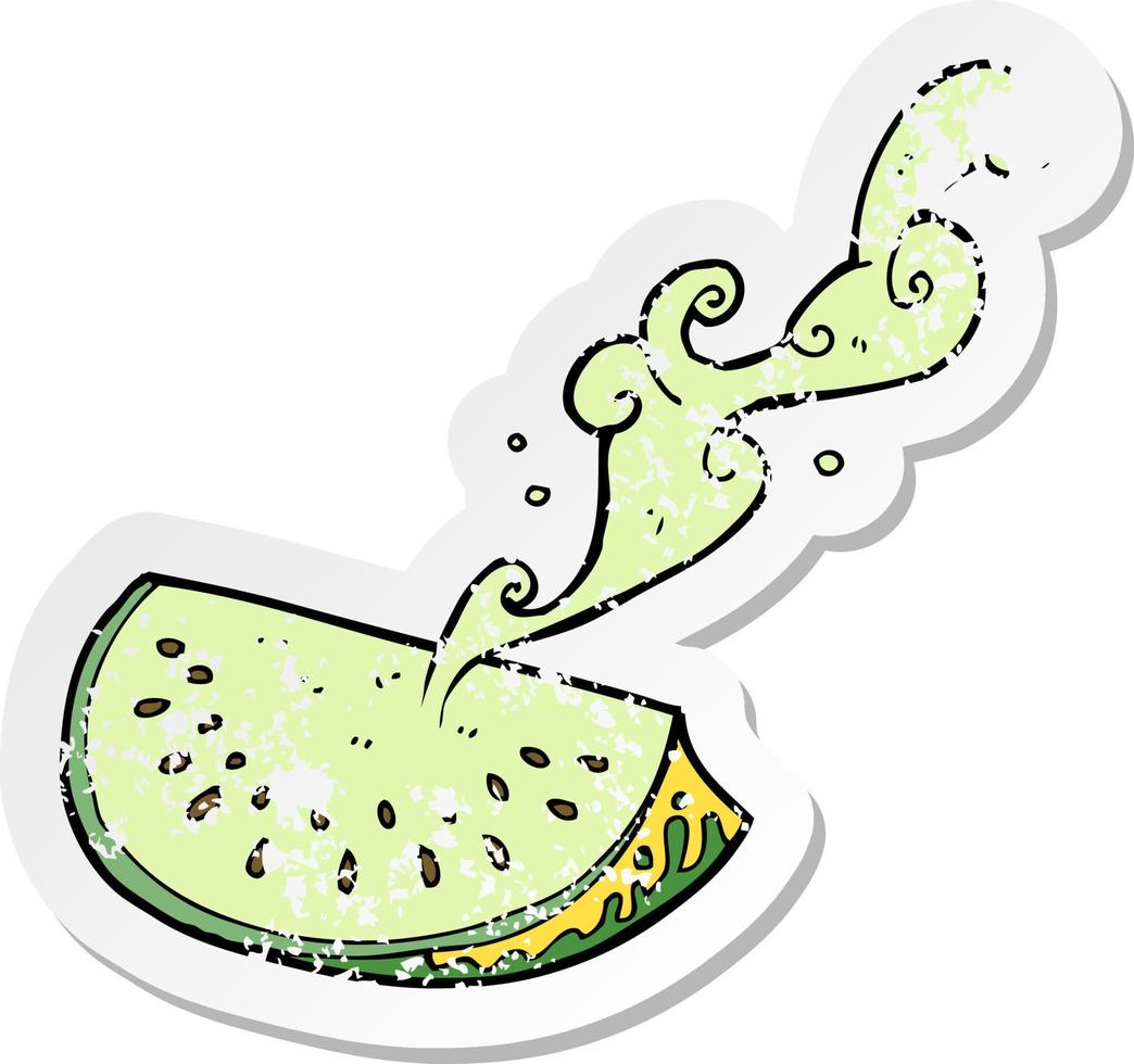 pegatina retro angustiada de un melón de dibujos animados vector