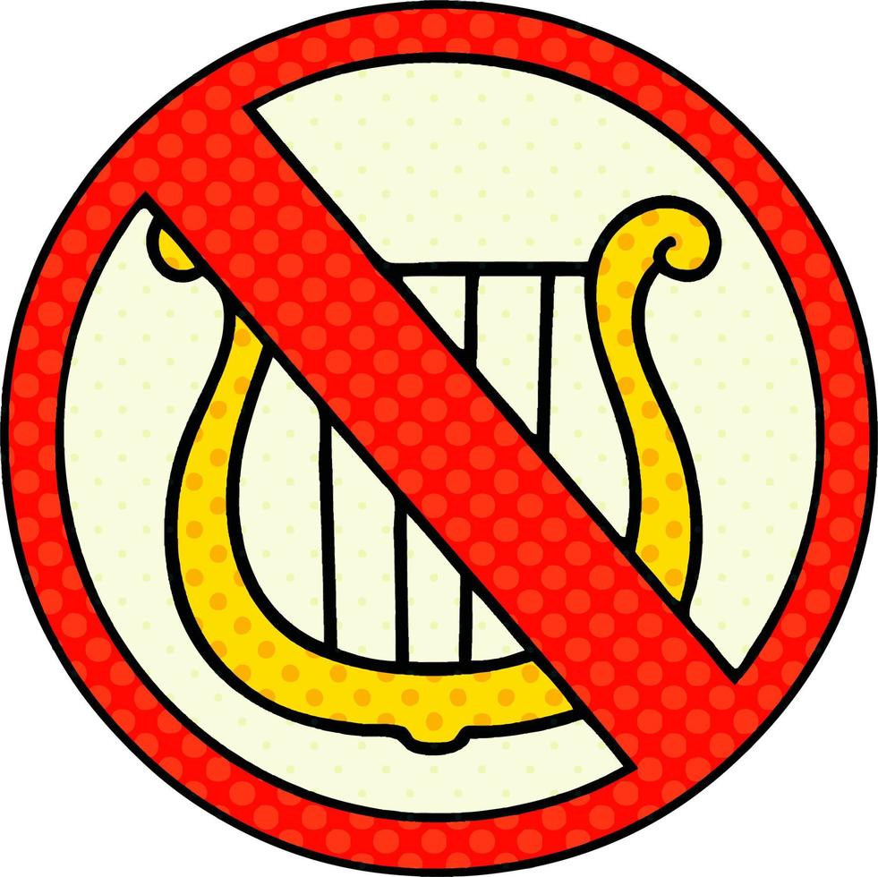 comic book style cartoon no music allowed sign vector