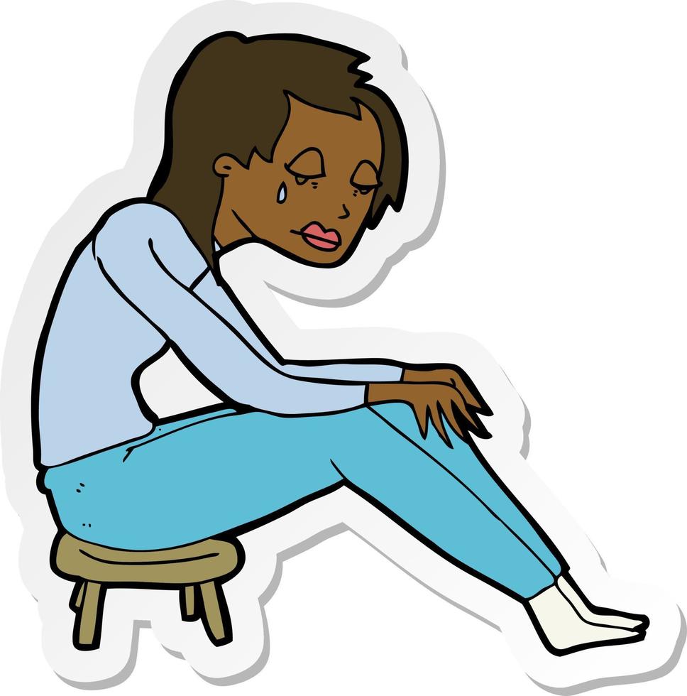 sticker of a cartoon crying woman vector