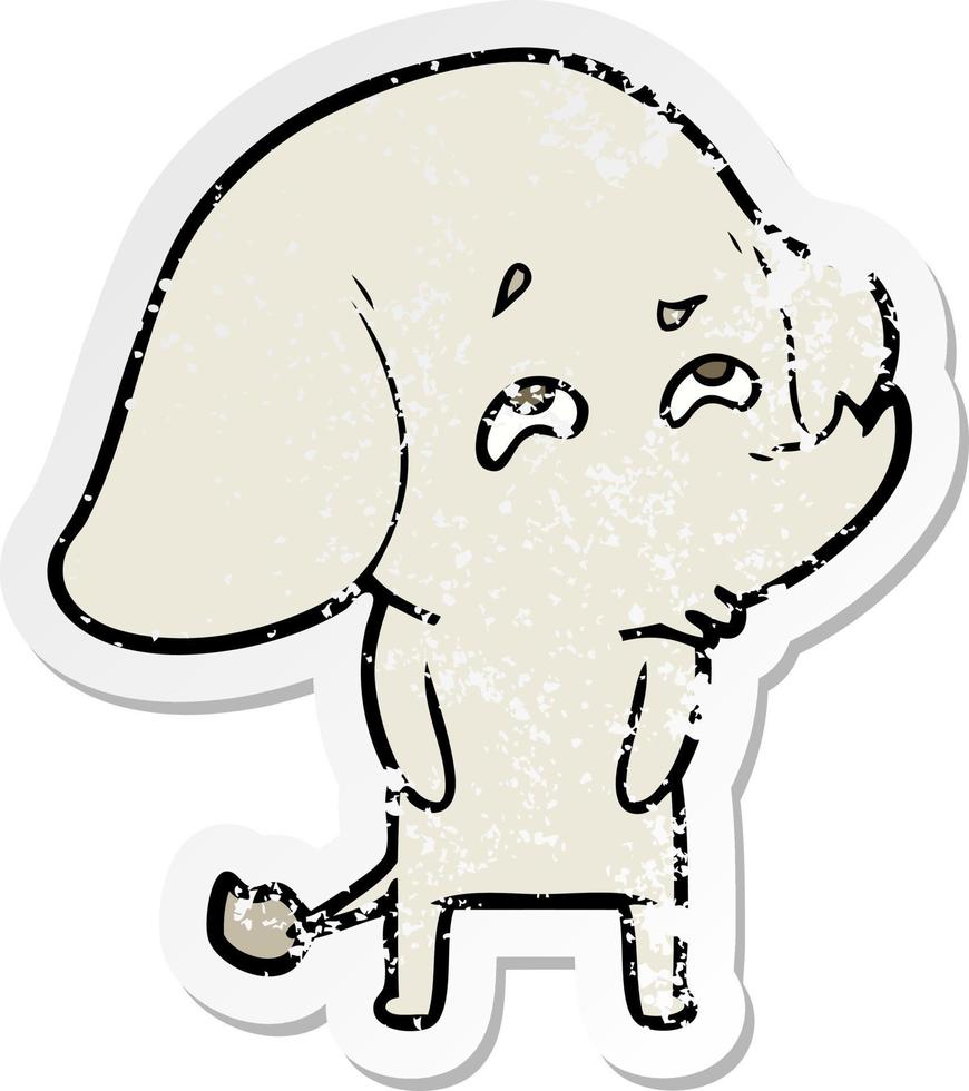 distressed sticker of a cartoon elephant remembering vector