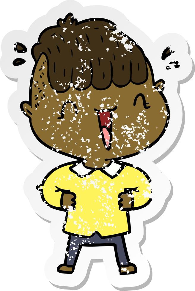 distressed sticker of a cartoon happy boy surprised vector