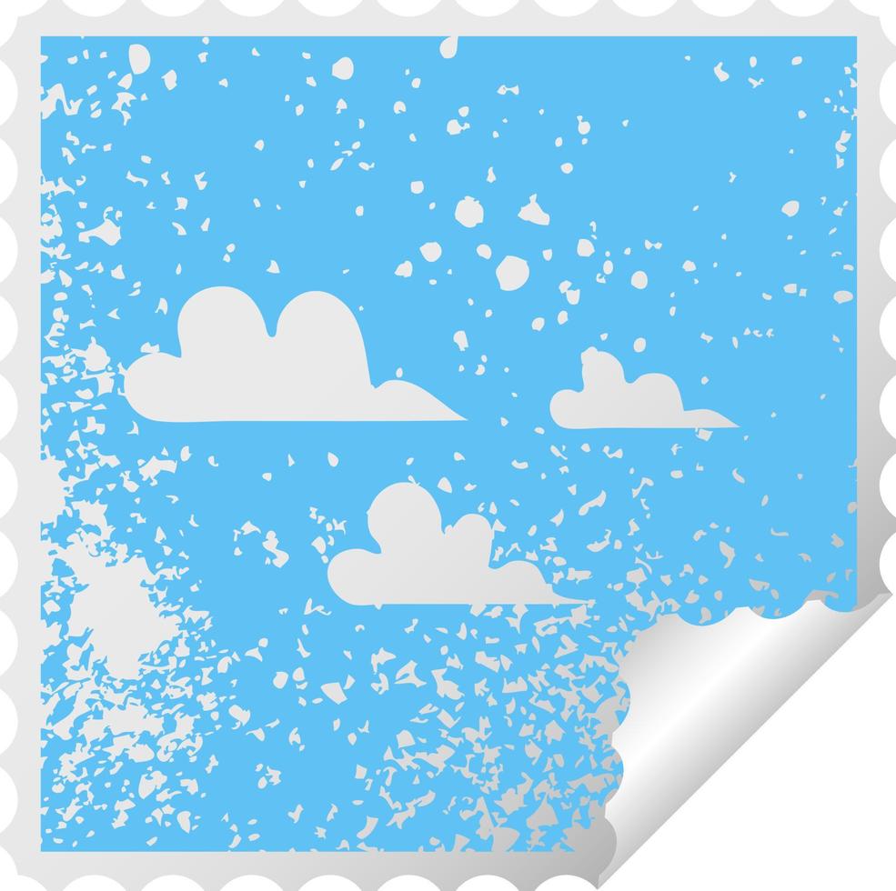 distressed square peeling sticker symbol cloud vector