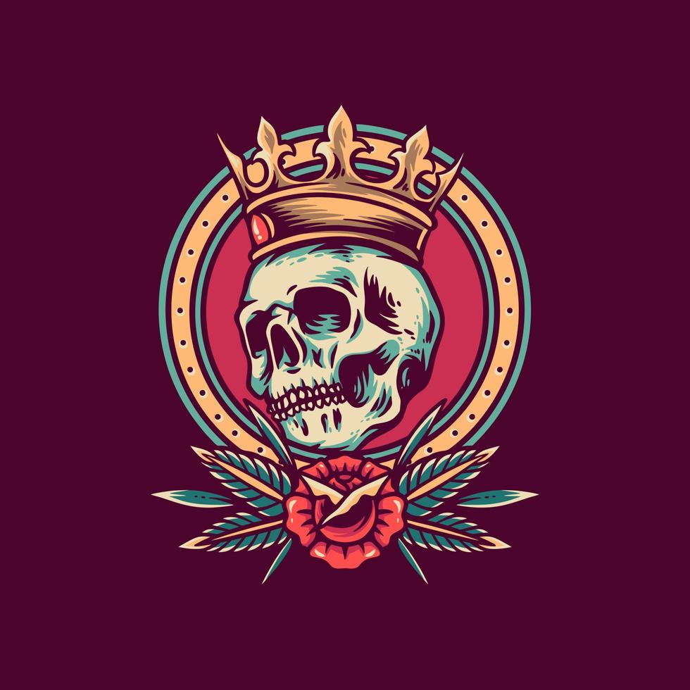 Skull King Retro Illustration vector