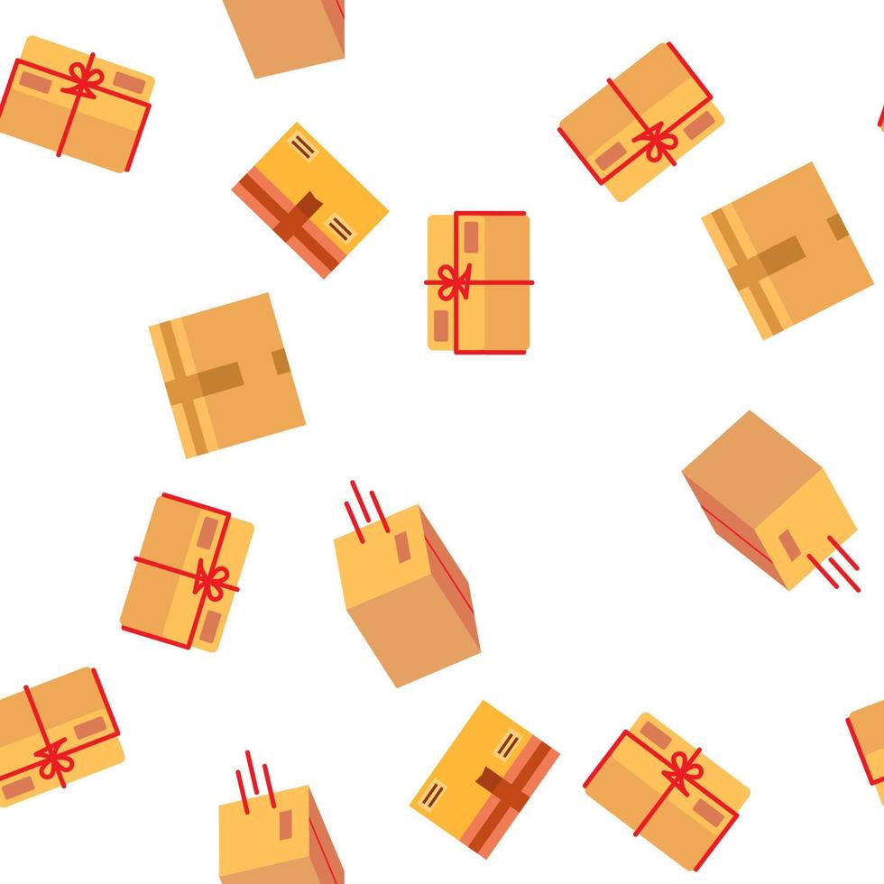 Parcel, Cardboard Boxes Vector Seamless Pattern