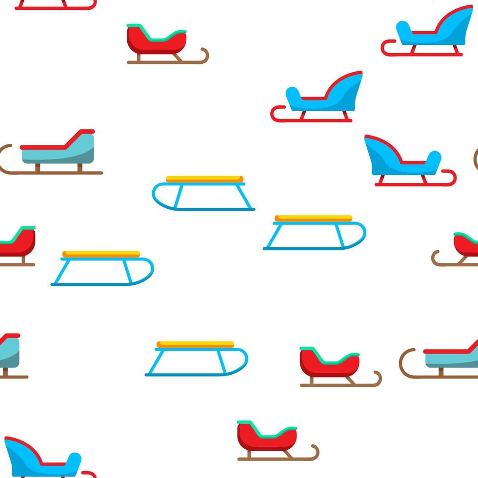 Sled, Winter Activity Vector Seamless Pattern