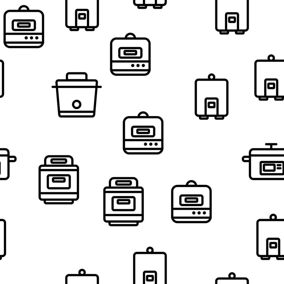 Slow Cooker Elements Seamless Pattern Vector