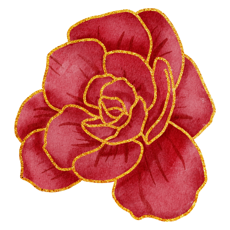 fleur à l'aquarelle d'or png