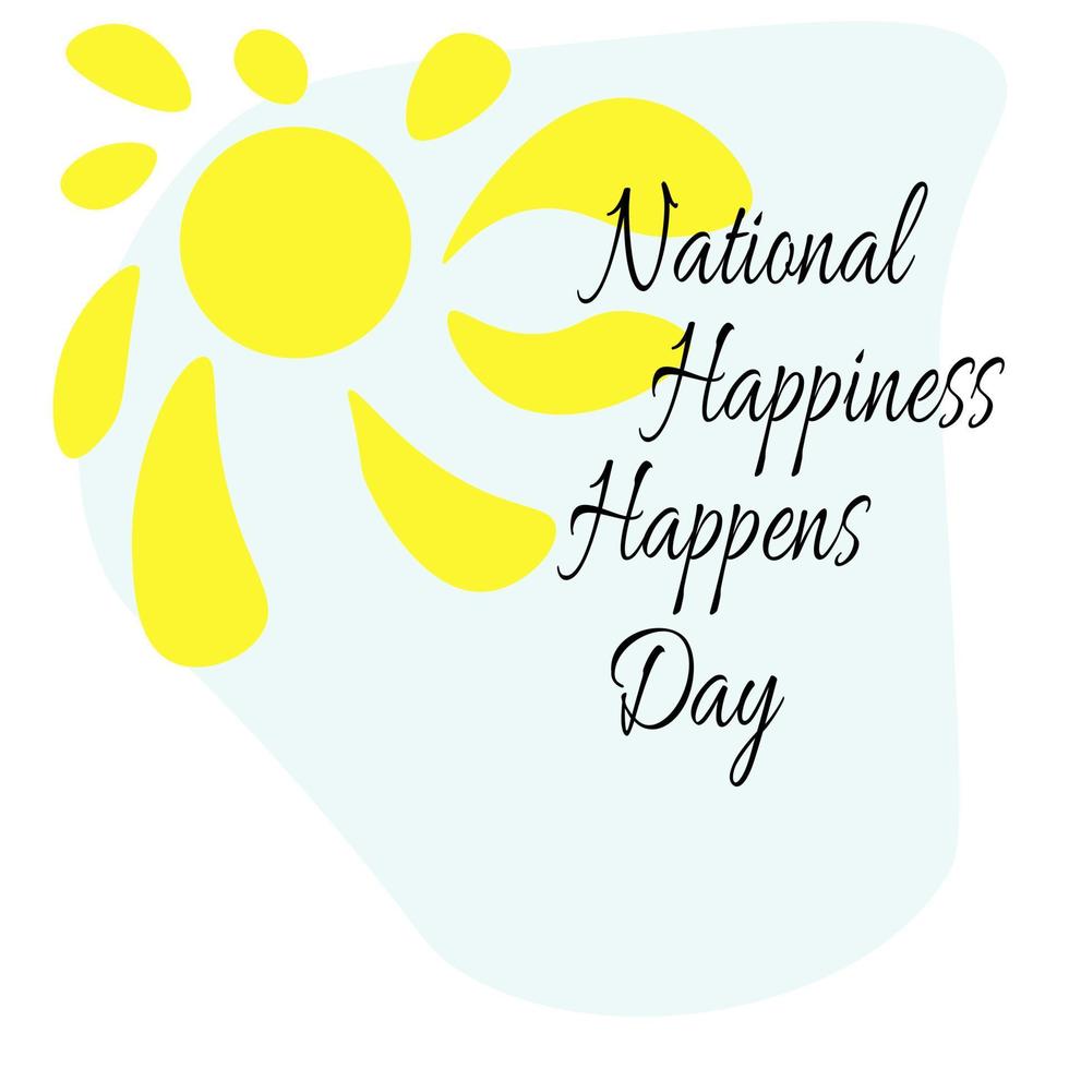 la felicidad nacional sucede día, postal de buen humor con un cielo soleado vector