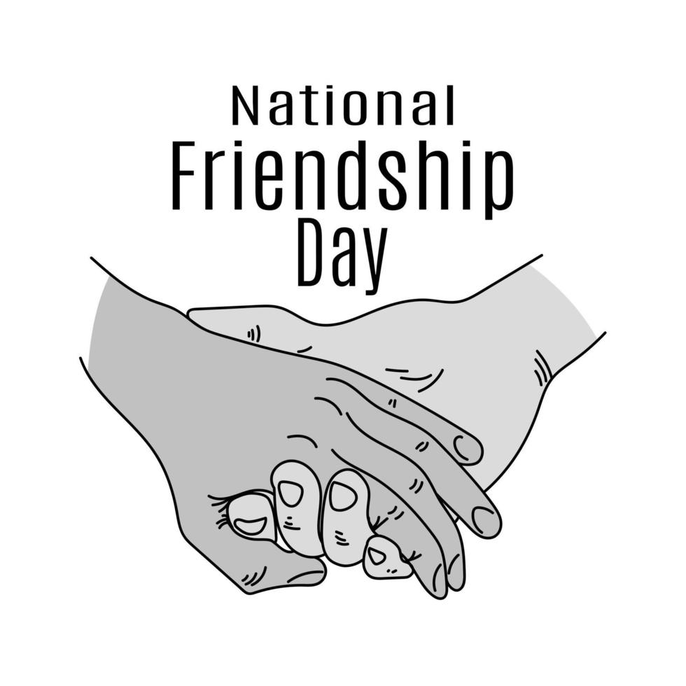 National Friendship Day, hand in hand for poster or banner vector