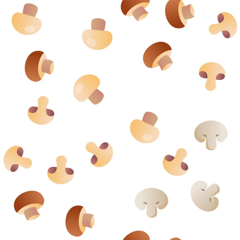 Champignon, Edible Mushroom Vector Seamless Pattern