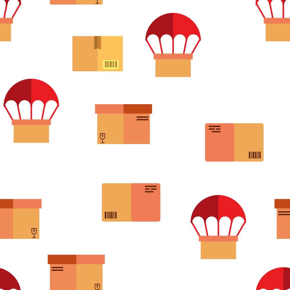 Parcel, Cardboard Boxes Vector Seamless Pattern