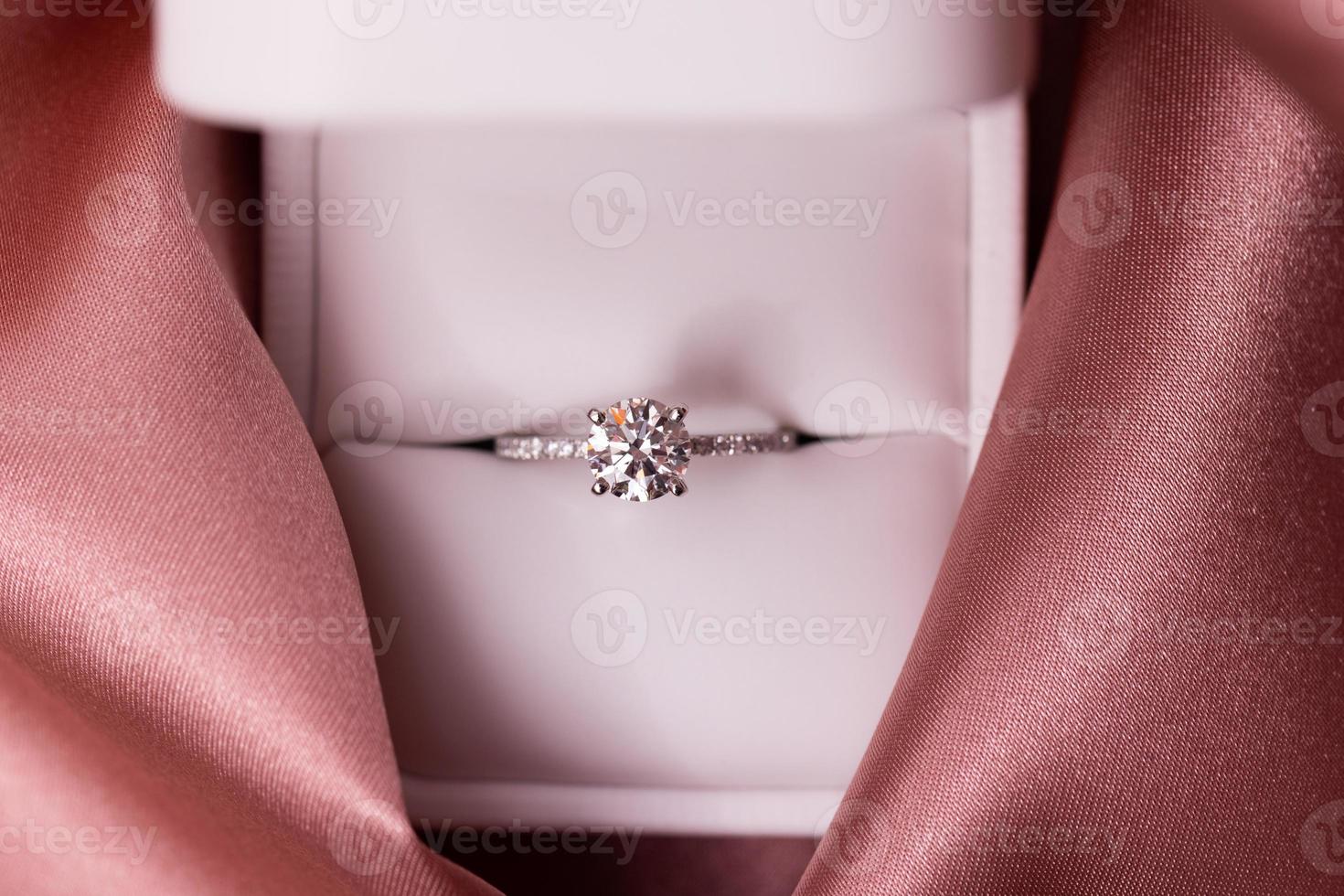 Diamond Wedding Ring Pink Fabric photo