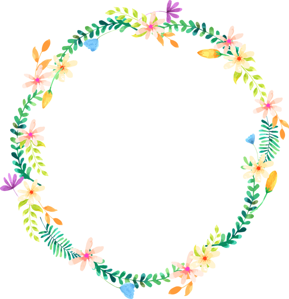 Flower wreath watercolor hand paint png