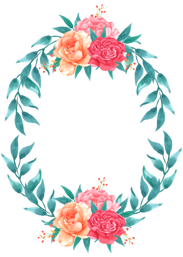 couronne de fleurs aquarelle peinture à la main png