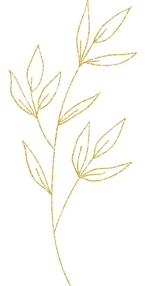 gold gliter flower and leaf png