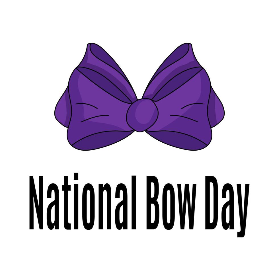 National Bow Day, stylish bow as a tie or hair ornament, concept for a postcard vector