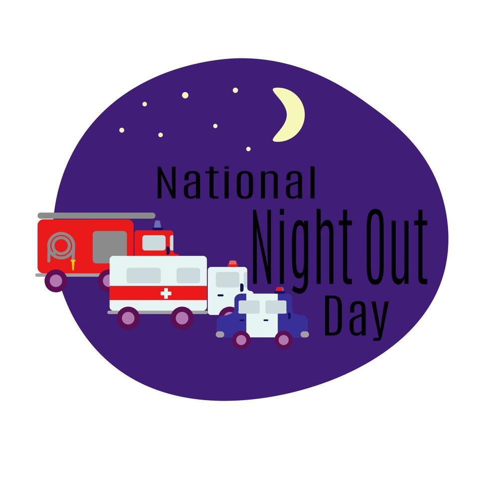 National Night Out Day, rescue services, idea for a poster or postcard vector
