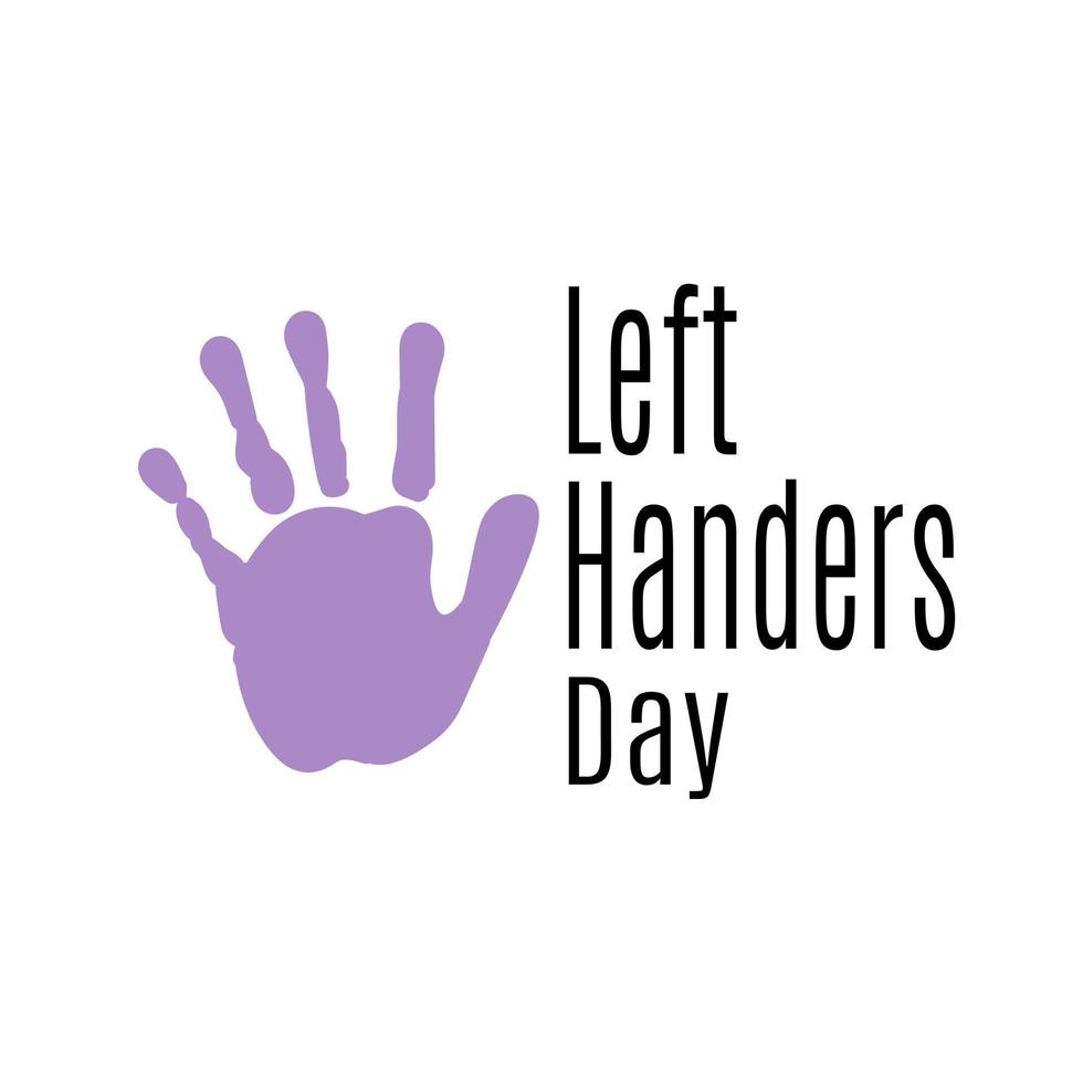 Left Handers Day, left hand print for post or postcard vector
