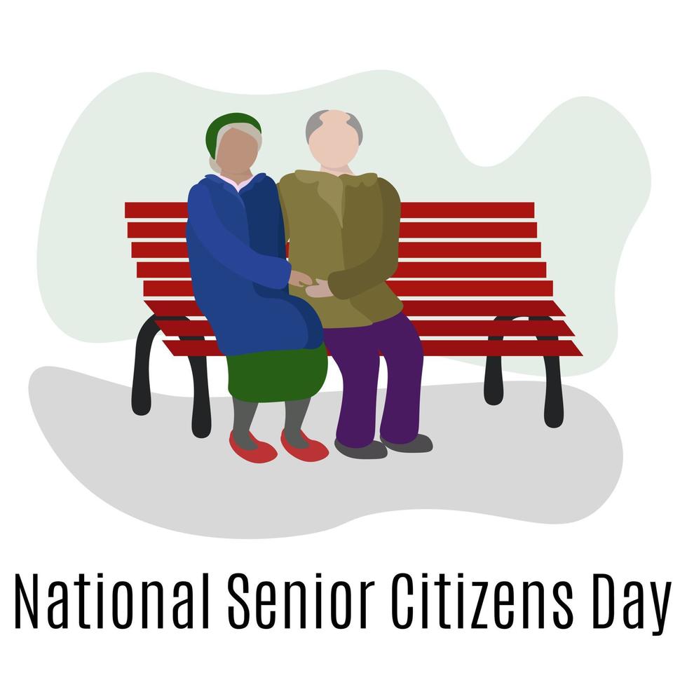 National Senior Citizens Day, elderly people sit on a bench in the park vector