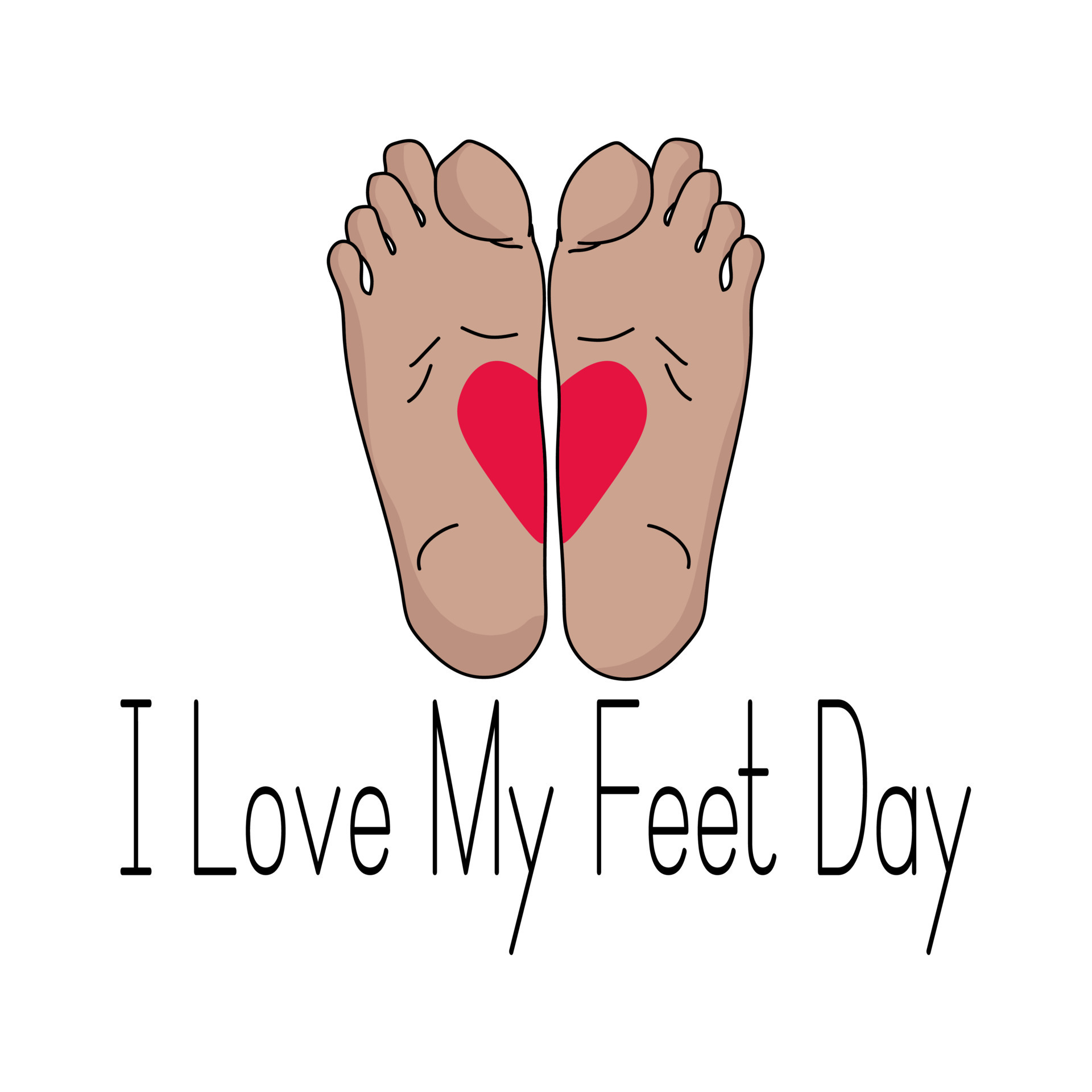 I Love My Feet Day, idea for a postcard or banner with funny feet