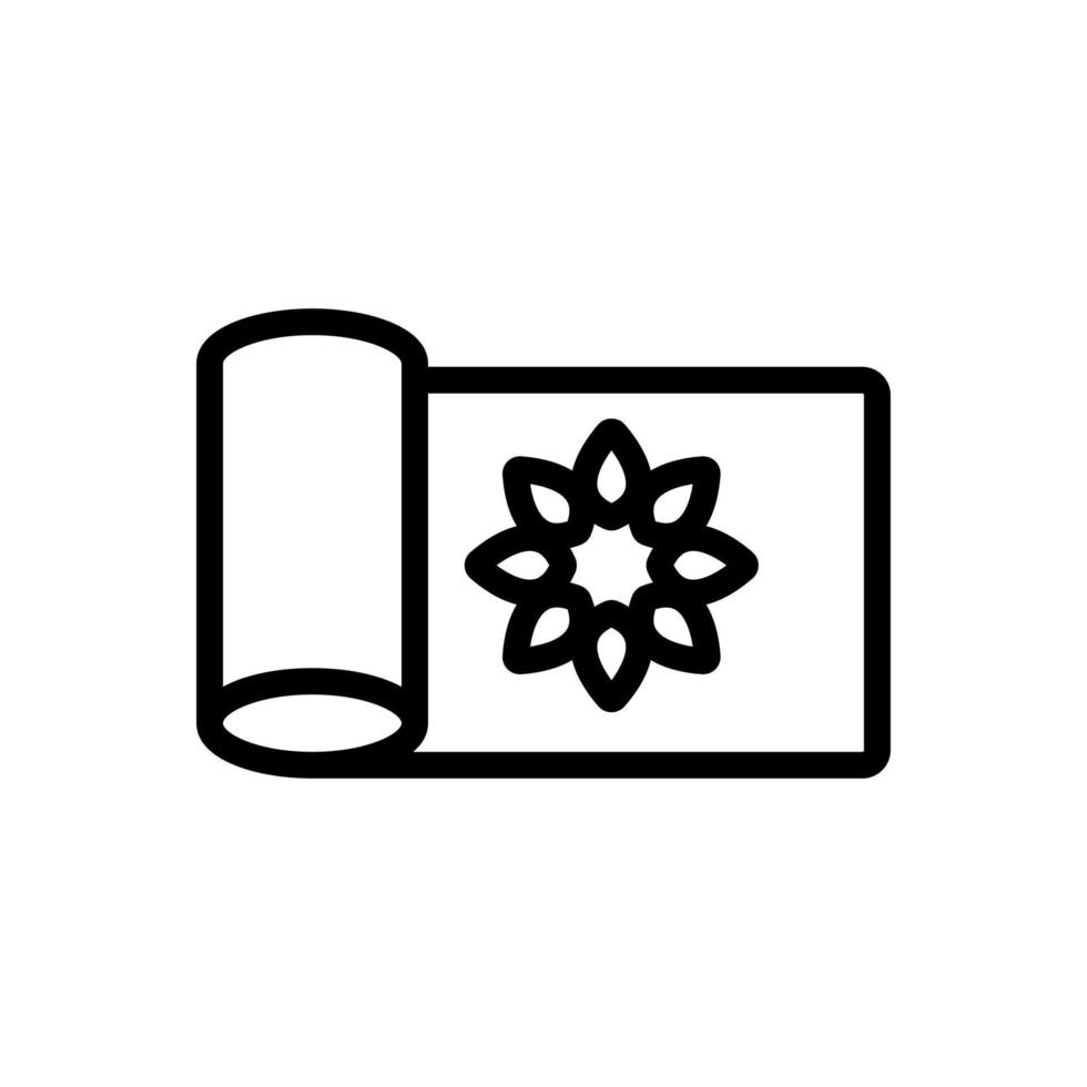 yoga mat with flower icon vector outline illustration