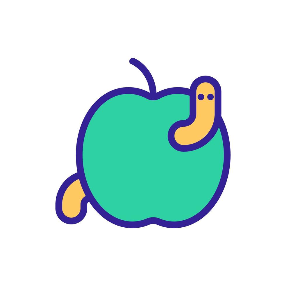 Worm apple icon vector. Isolated contour symbol illustration vector