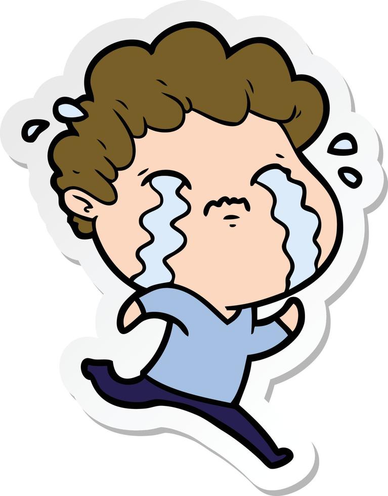 sticker of a cartoon man crying vector
